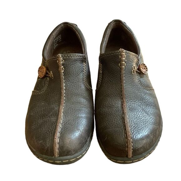 Clarks Ashland Glow OrthoLite Comfort Flats Chocolate Brown Leather Slip-On 7 - Picture 3 of 8